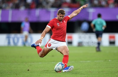 131019 - Wales v Uruguay - Rugby World Cup - Pool D - Leigh Halfpenny of Wales kicks the conversion