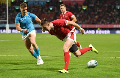 131019 - Wales v Uruguay - Rugby World Cup - Pool D - Josh Adams of Wales scores a try