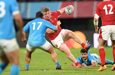 131019 - Wales v Uruguay - Rugby World Cup - Pool D - Rhys Carre of Wales takes on Juan Echeverria of Uruguay