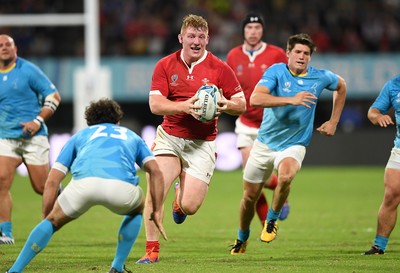 131019 - Wales v Uruguay - Rugby World Cup - Pool D - Rhys Carre of Wales makes a break down the pitch