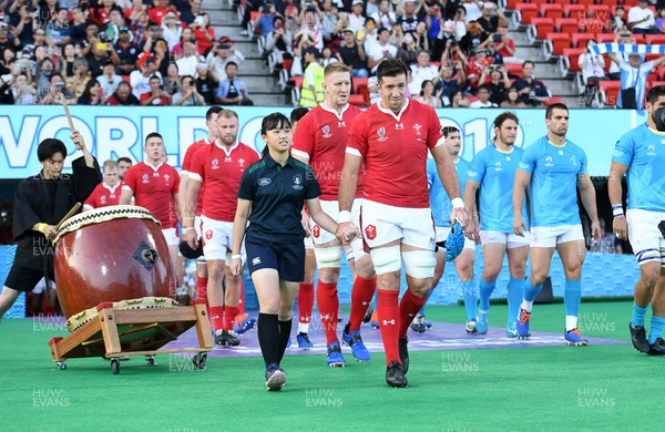 131019 - Wales v Uruguay - Rugby World Cup - Pool D - Justin Tipuric of Wales walks out with mascot