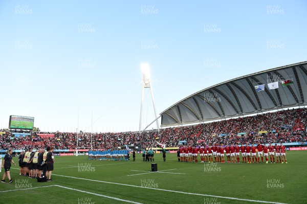 131019 - Wales v Uruguay - Rugby World Cup - Pool D - Wales sing the anthem