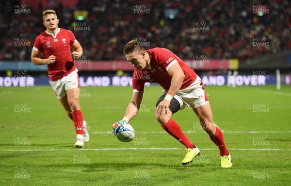 131019 - Wales v Uruguay - Rugby World Cup - Pool D - Josh Adams of Wales scores a try