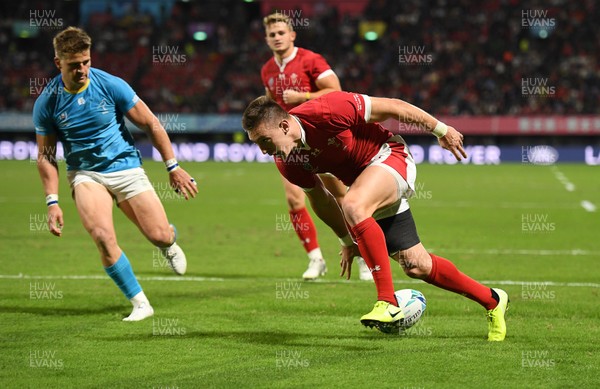 131019 - Wales v Uruguay - Rugby World Cup - Pool D - Josh Adams of Wales scores a try