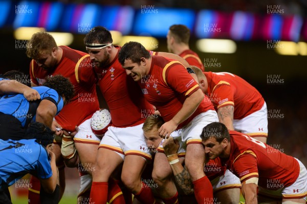 200915 - Wales v Uruguay - Rugby World Cup 2015 -Tomas Francis, Scott Baldwin, Aaron Jarvis and Sam Warburton of Wales