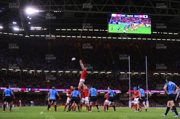 200915 - Wales v Uruguay - Rugby World Cup 2015 -Luke Charteris of Wales takes line out ball