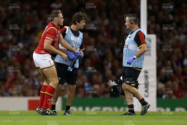 200915 - Wales v Uruguay - Rugby World Cup 2015 - Cory Allen of Wales is taken off injured