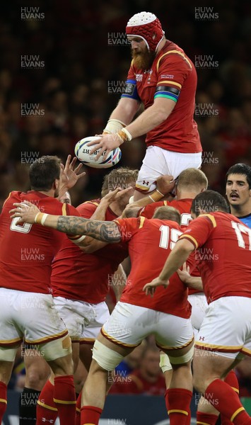 200915 - Wales v Uruguay, Rugby World Cup 2015 - Jake Ball of Wales takes the lineout ball