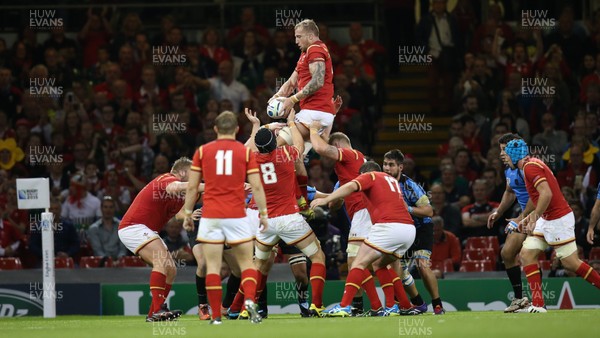 200915 - Wales v Uruguay, Rugby World Cup 2015 - Dominic Day of Wales takes the lineout ball