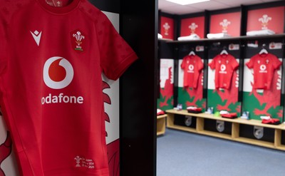 260926 Wales v USA, Vodafone Wales WXV Series -  A general view of Wales match jerseys in the changing room ahead of the match