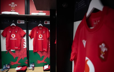 260926 Wales v USA, Vodafone Wales WXV Series -  A general view of Wales match jerseys in the changing room ahead of the match