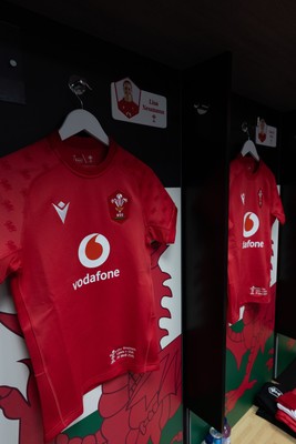 260926 Wales v USA, Vodafone Wales WXV Series -  A general view of Wales match jerseys in the changing room ahead of the match
