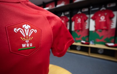 260926 Wales v USA, Vodafone Wales WXV Series -  A general view of Wales match jerseys in the changing room ahead of the match