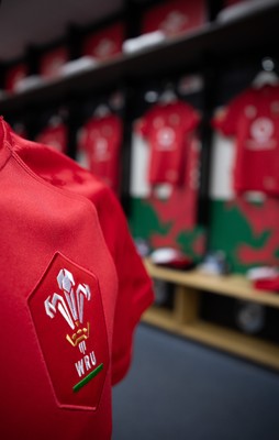 260926 Wales v USA, Vodafone Wales WXV Series -  A general view of Wales match jerseys in the changing room ahead of the match