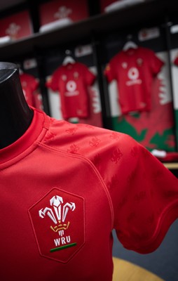 260926 Wales v USA, Vodafone Wales WXV Series -  A general view of Wales match jerseys in the changing room ahead of the match
