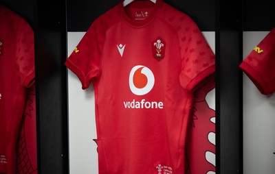 260926 Wales v USA, Vodafone Wales WXV Series -  A general view of Wales match jerseys in the changing room ahead of the match