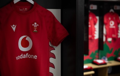 260926 Wales v USA, Vodafone Wales WXV Series -  A general view of Wales match jerseys in the changing room ahead of the match