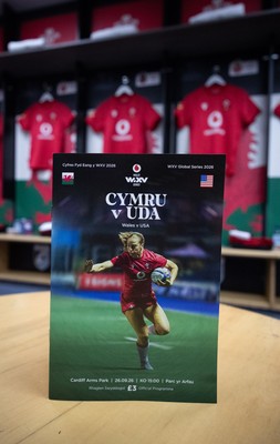 260926 Wales v USA, Vodafone Wales WXV Series -  A Wales v USA match programme in the changing room ahead of the match