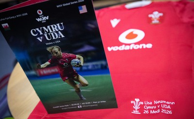 260926 Wales v USA, Vodafone Wales WXV Series -  A Wales v USA match programme in the changing room ahead of the match