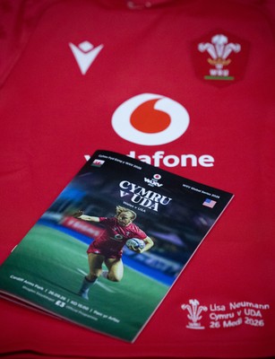 260926 Wales v USA, Vodafone Wales WXV Series -  A Wales v USA match programme in the changing room ahead of the match