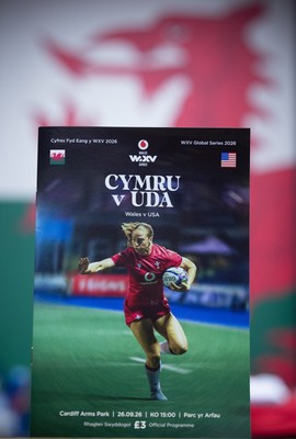260926 Wales v USA, Vodafone Wales WXV Series -  A Wales v USA match programme in the changing room ahead of the match