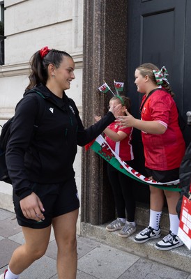 260926 Wales v USA, Vodafone Wales WXV Series -  The Wales squad make their way to the stadium from the hotel
