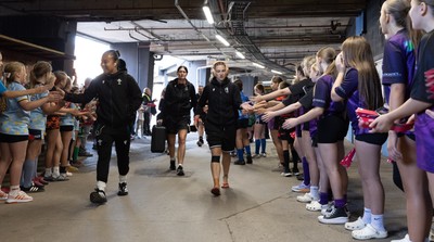 260926 Wales v USA, Vodafone Wales WXV Series -  The Wales squad make their way to the stadium from the hotel