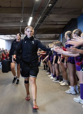 260926 Wales v USA, Vodafone Wales WXV Series -  The Wales squad make their way to the stadium from the hotel