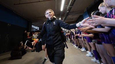 260926 Wales v USA, Vodafone Wales WXV Series -  The Wales squad make their way to the stadium from the hotel