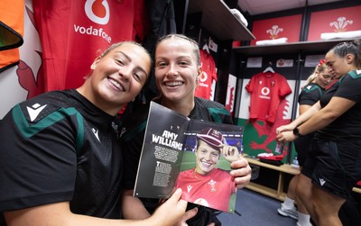 260926 Wales v USA, Vodafone Wales WXV Series -  Molly Reardon and Amy Williams of Wales in the changing room