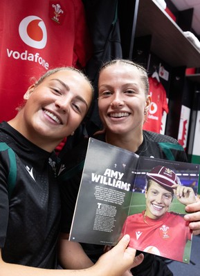 260926 Wales v USA, Vodafone Wales WXV Series -  Molly Reardon and Amy Williams of Wales in the changing room