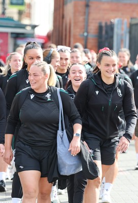 260926 Wales v USA, Vodafone Wales WXV Series -  Playerss makes their way to the stadium
