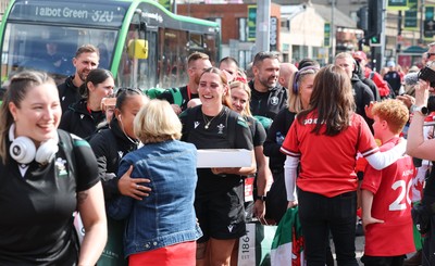 260926 Wales v USA, Vodafone Wales WXV Series -  Georgia Evans of Wales makes her way to the stadium
