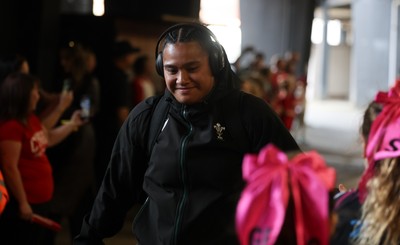260926 Wales v USA, Vodafone Wales WXV Series -  Sisilia Tuipulotu of Wales makes her way to the stadium
