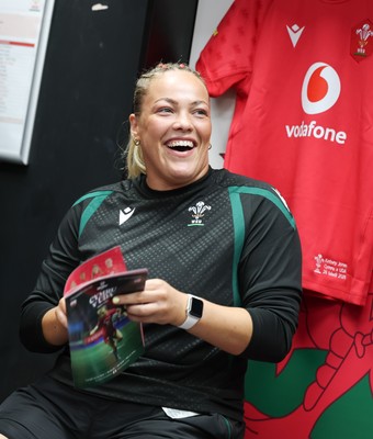 260926 Wales v USA, Vodafone Wales WXV Series -  Kelsey Jones of Wales in the changing room