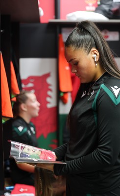 260926 Wales v USA, Vodafone Wales WXV Series -  Jorja Aiono of Wales in the changing room