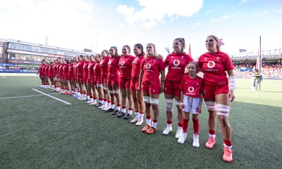 260926 Wales v USA, Vodafone Wales WXV Series - Wales line up for the anthems