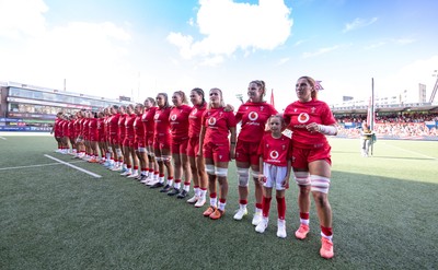 260926 Wales v USA, Vodafone Wales WXV Series - Wales line up for the anthems