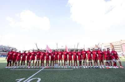 260926 Wales v USA, Vodafone Wales WXV Series - Wales line up for the anthems