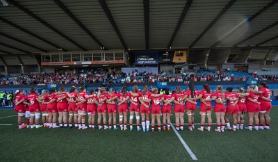 260926 Wales v USA, Vodafone Wales WXV Series - Wales line up for the anthems