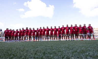 260926 Wales v USA, Vodafone Wales WXV Series - Wales line up for the anthems