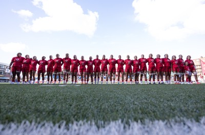 260926 Wales v USA, Vodafone Wales WXV Series - Wales line up for the anthems