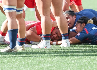 260926 Wales v USA, Vodafone Wales WXV Series - Sisilia Tuipulotu of Wales powers over to score try