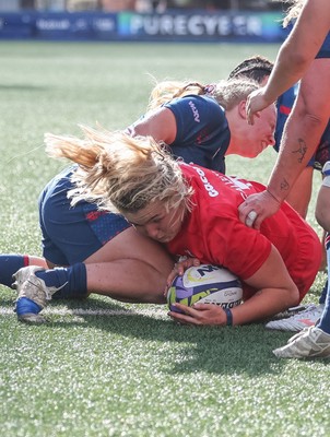260926 Wales v USA, Vodafone Wales WXV Series - Alex Callender of Wales powers over to score try