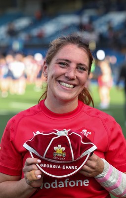260926 Wales v USA, Vodafone Wales WXV Series - Georgia Evans of Wales with her 50th cap at the end of the match