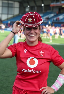 260926 Wales v USA, Vodafone Wales WXV Series - Georgia Evans of Wales with her 50th cap at the end of the match