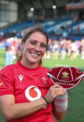 260926 Wales v USA, Vodafone Wales WXV Series - Georgia Evans of Wales with her 50th cap at the end of the match