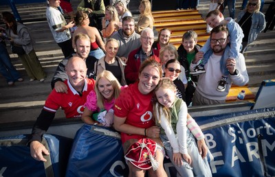 260926 Wales v USA, Vodafone Wales WXV Series - Georgia Evans of Wales with her family at end of the match