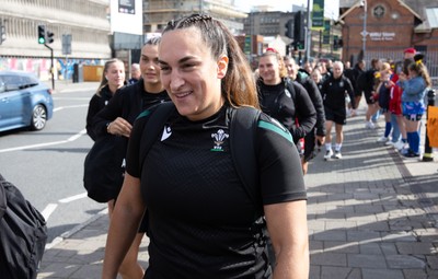 260926 Wales v USA, Vodafone Wales WXV Series - Courtney Keight of Wales walks to the stadium