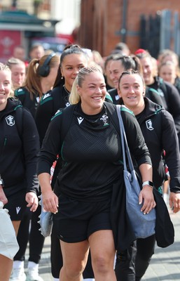 260926 Wales v USA, Vodafone Wales WXV Series - Kelsey Jones of Wales walks to the stadium